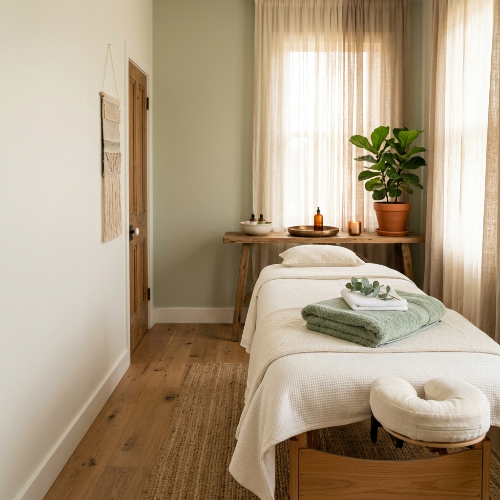 Clean private massage room at Callia Massage Therapy