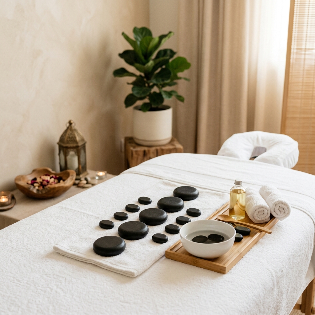 Hot stone massage layout in Lynn MA